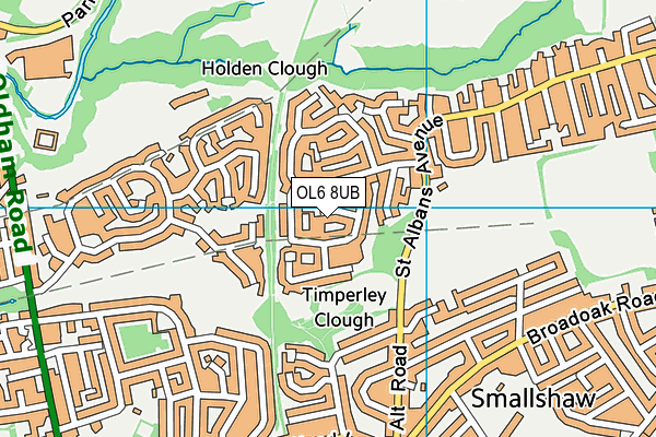 OL6 8UB map - OS VectorMap District (Ordnance Survey)