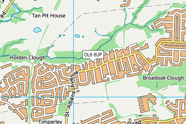 OL6 8UP map - OS VectorMap District (Ordnance Survey)