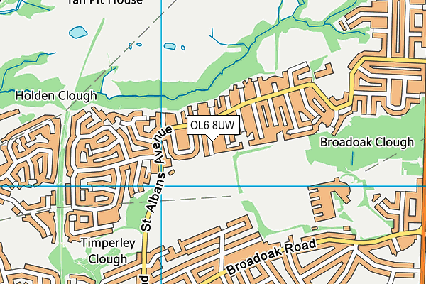 OL6 8UW map - OS VectorMap District (Ordnance Survey)