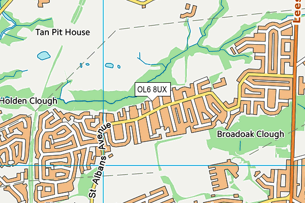 OL6 8UX map - OS VectorMap District (Ordnance Survey)