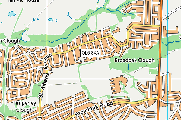 OL6 8XA map - OS VectorMap District (Ordnance Survey)