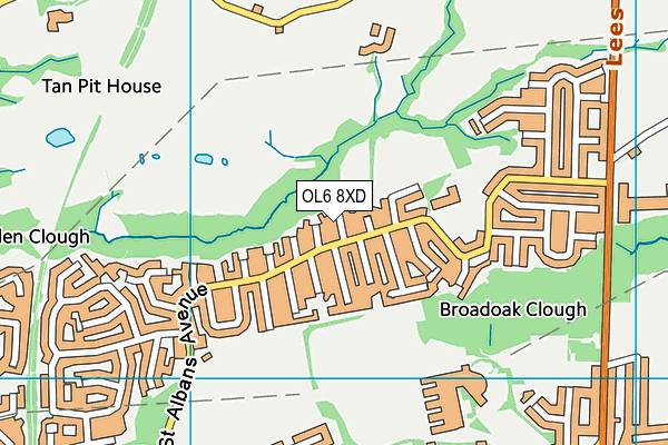 OL6 8XD map - OS VectorMap District (Ordnance Survey)