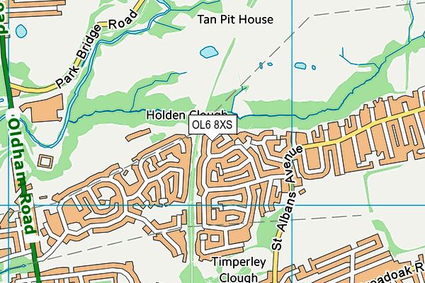 OL6 8XS map - OS VectorMap District (Ordnance Survey)