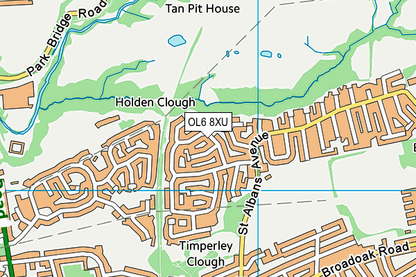 OL6 8XU map - OS VectorMap District (Ordnance Survey)