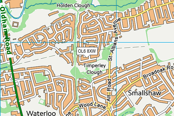 OL6 8XW map - OS VectorMap District (Ordnance Survey)