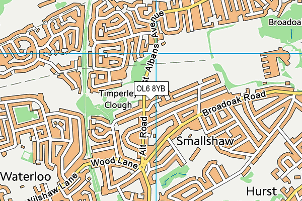 OL6 8YB map - OS VectorMap District (Ordnance Survey)