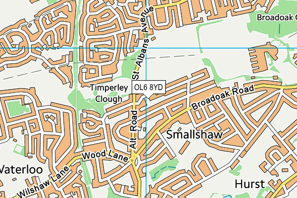 OL6 8YD map - OS VectorMap District (Ordnance Survey)