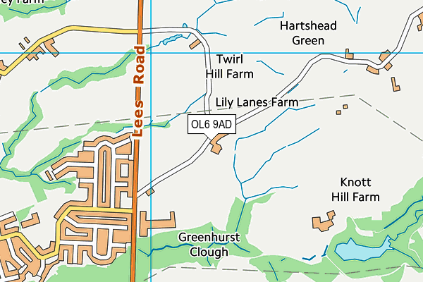 OL6 9AD map - OS VectorMap District (Ordnance Survey)