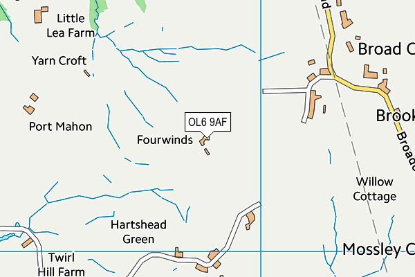 OL6 9AF map - OS VectorMap District (Ordnance Survey)