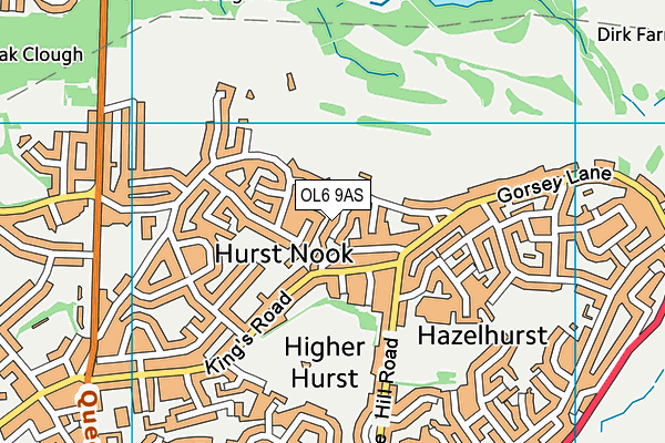 OL6 9AS map - OS VectorMap District (Ordnance Survey)
