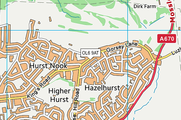 OL6 9AT map - OS VectorMap District (Ordnance Survey)