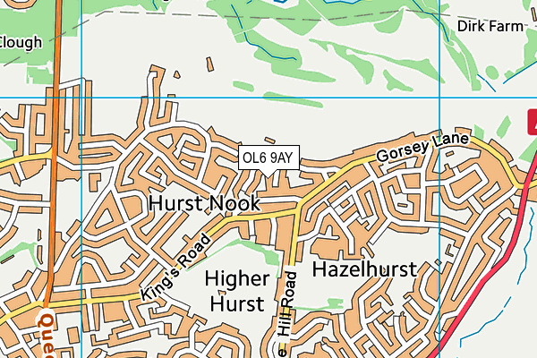OL6 9AY map - OS VectorMap District (Ordnance Survey)