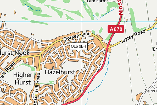 OL6 9BH map - OS VectorMap District (Ordnance Survey)