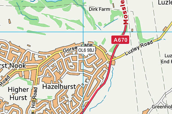 OL6 9BJ map - OS VectorMap District (Ordnance Survey)