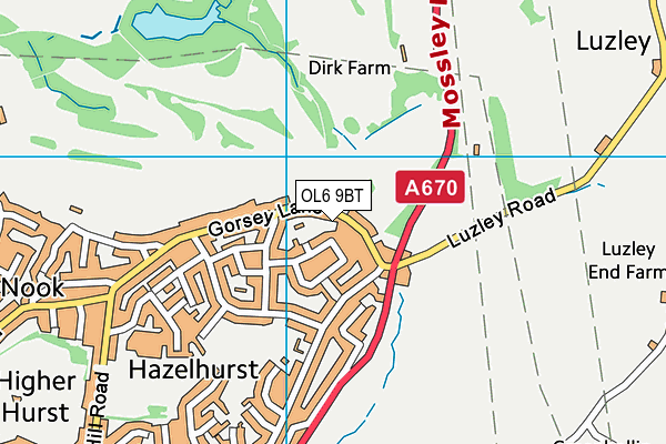 OL6 9BT map - OS VectorMap District (Ordnance Survey)