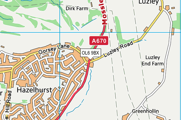 OL6 9BX map - OS VectorMap District (Ordnance Survey)