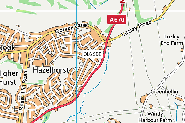 OL6 9DE map - OS VectorMap District (Ordnance Survey)