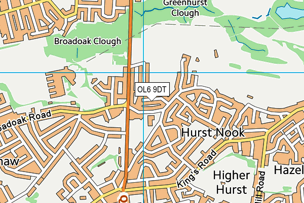 OL6 9DT map - OS VectorMap District (Ordnance Survey)