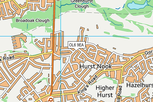 OL6 9EA map - OS VectorMap District (Ordnance Survey)