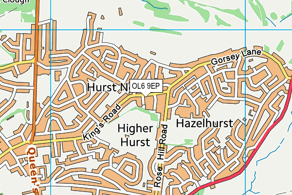 OL6 9EP map - OS VectorMap District (Ordnance Survey)