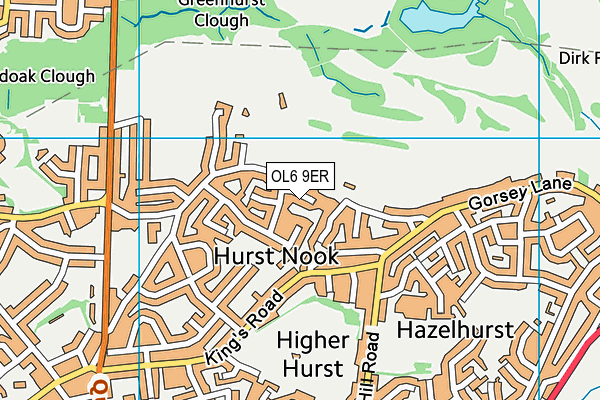 OL6 9ER map - OS VectorMap District (Ordnance Survey)