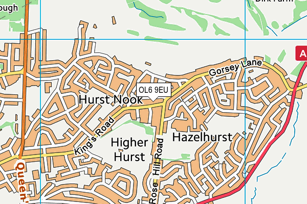 OL6 9EU map - OS VectorMap District (Ordnance Survey)