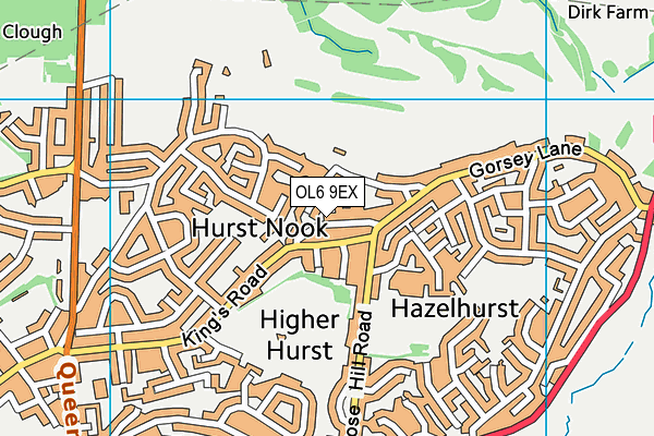 OL6 9EX map - OS VectorMap District (Ordnance Survey)