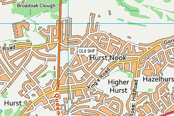 OL6 9HF map - OS VectorMap District (Ordnance Survey)