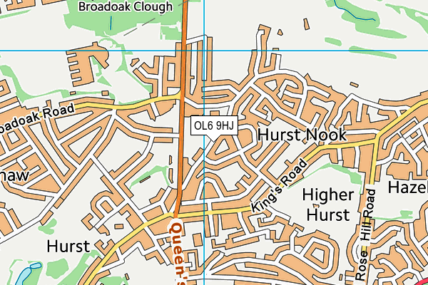 OL6 9HJ map - OS VectorMap District (Ordnance Survey)