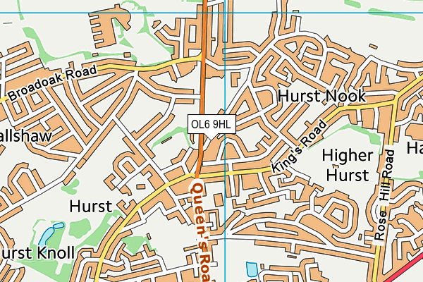 OL6 9HL map - OS VectorMap District (Ordnance Survey)