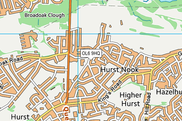 OL6 9HQ map - OS VectorMap District (Ordnance Survey)