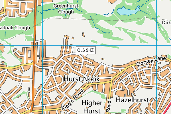 OL6 9HZ map - OS VectorMap District (Ordnance Survey)