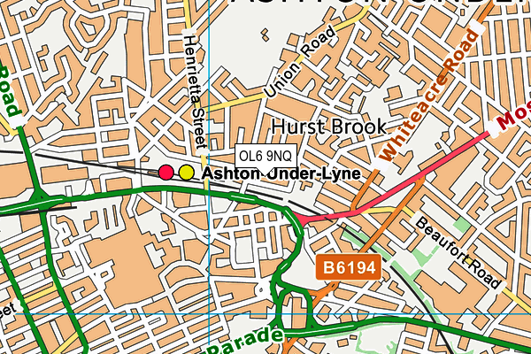 OL6 9NQ map - OS VectorMap District (Ordnance Survey)