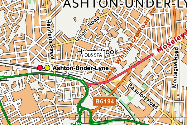 OL6 9PA map - OS VectorMap District (Ordnance Survey)