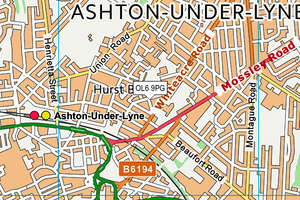 OL6 9PG map - OS VectorMap District (Ordnance Survey)