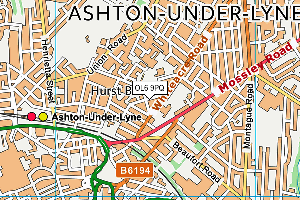 OL6 9PQ map - OS VectorMap District (Ordnance Survey)