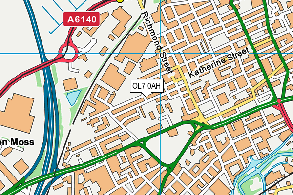 OL7 0AH map - OS VectorMap District (Ordnance Survey)
