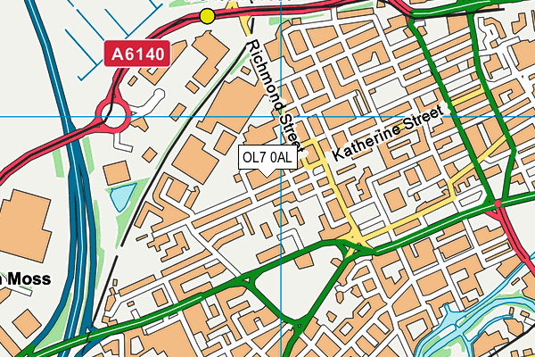 OL7 0AL map - OS VectorMap District (Ordnance Survey)