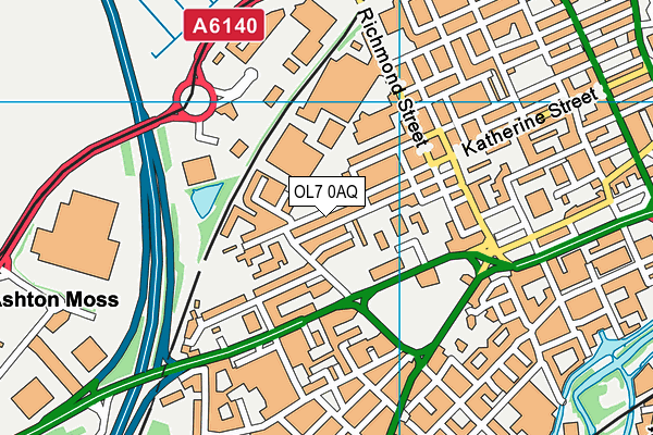 OL7 0AQ map - OS VectorMap District (Ordnance Survey)