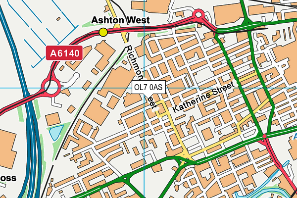 OL7 0AS map - OS VectorMap District (Ordnance Survey)