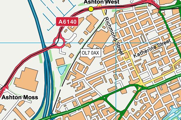 OL7 0AX map - OS VectorMap District (Ordnance Survey)