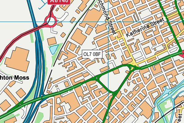 OL7 0BF map - OS VectorMap District (Ordnance Survey)