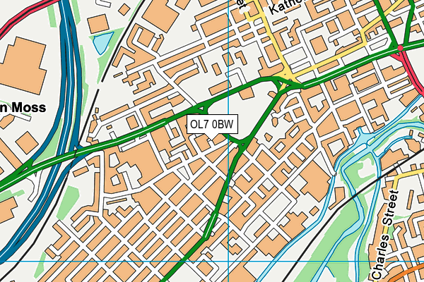 OL7 0BW map - OS VectorMap District (Ordnance Survey)