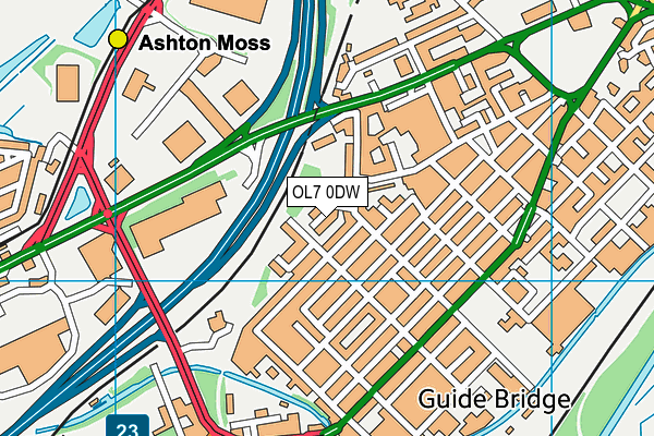 OL7 0DW map - OS VectorMap District (Ordnance Survey)