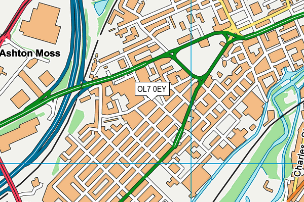 OL7 0EY map - OS VectorMap District (Ordnance Survey)