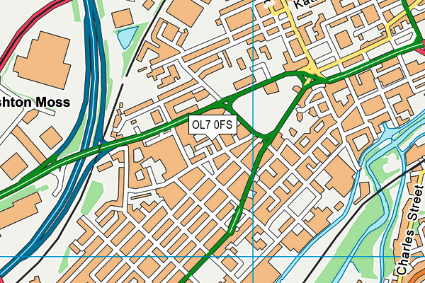 OL7 0FS map - OS VectorMap District (Ordnance Survey)