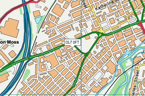 OL7 0FT map - OS VectorMap District (Ordnance Survey)