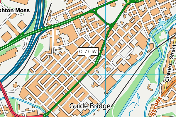 OL7 0JW map - OS VectorMap District (Ordnance Survey)