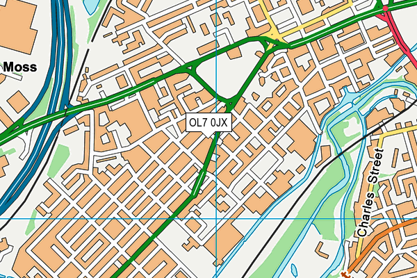 OL7 0JX map - OS VectorMap District (Ordnance Survey)