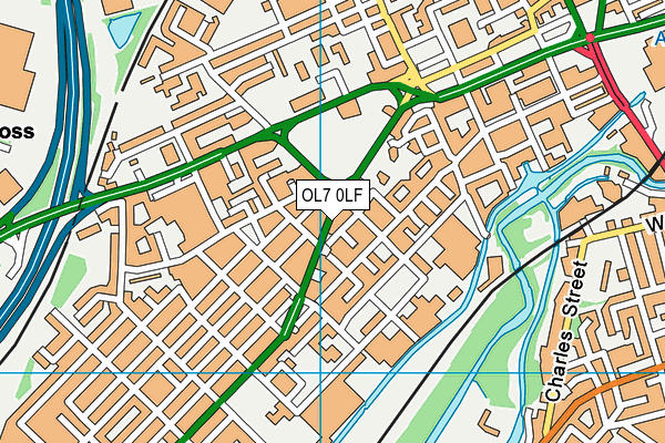 OL7 0LF map - OS VectorMap District (Ordnance Survey)